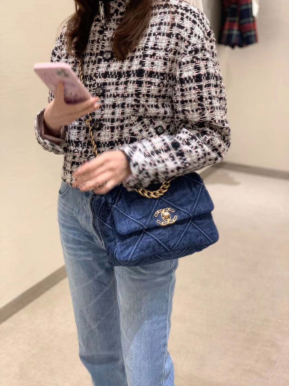 Chanel 19 Flap Bag 26cm Goatskin Leather Spring/Summer Act 1 Collection, Blue Jean – product image 19