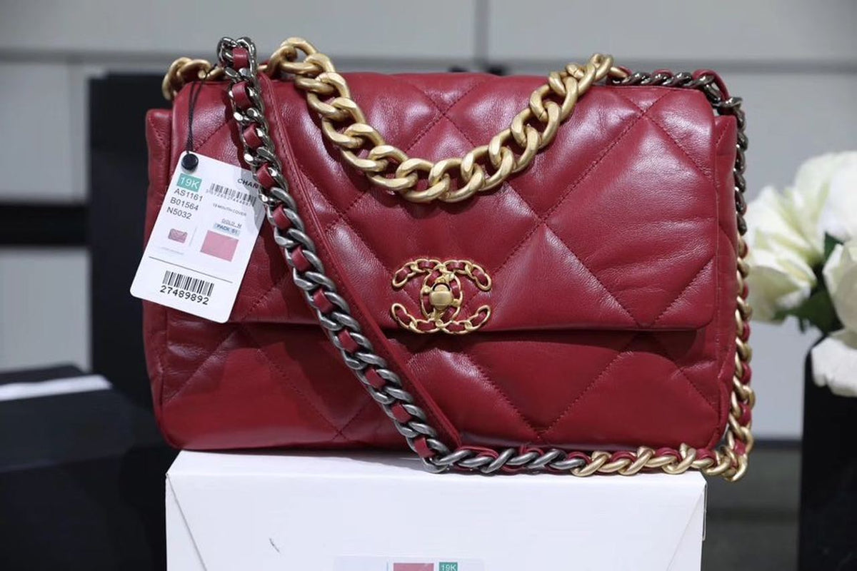 Chanel 19 Flap Bag 26cm Goatskin Leather Spring/Summer Act 1 Collection, Burgundy – product image 1