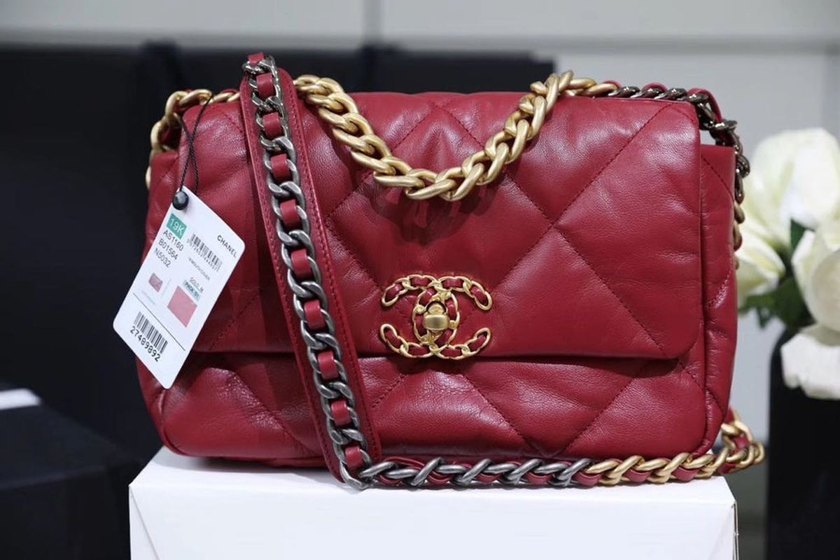 Chanel 19 Flap Bag 26cm Goatskin Leather Spring/Summer Act 1 Collection, Burgundy – product image 11