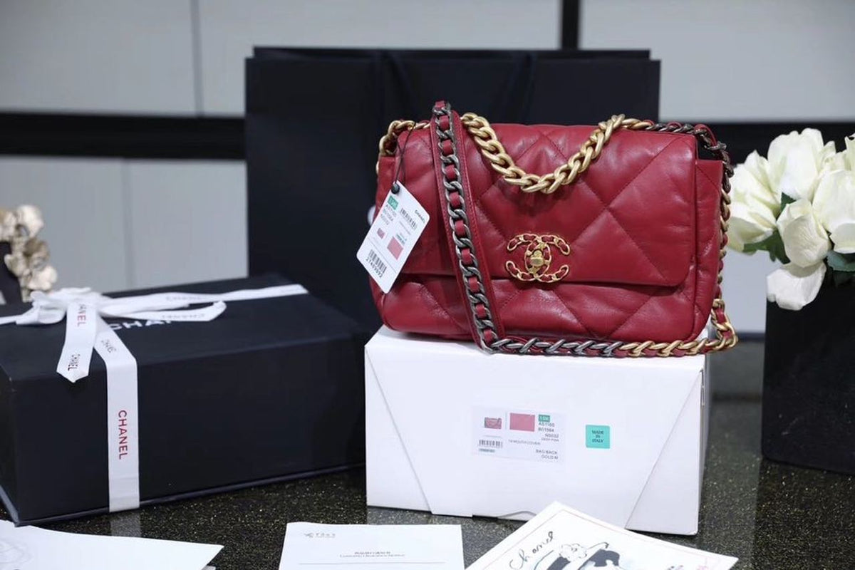 Chanel 19 Flap Bag 26cm Goatskin Leather Spring/Summer Act 1 Collection, Burgundy – product image 13