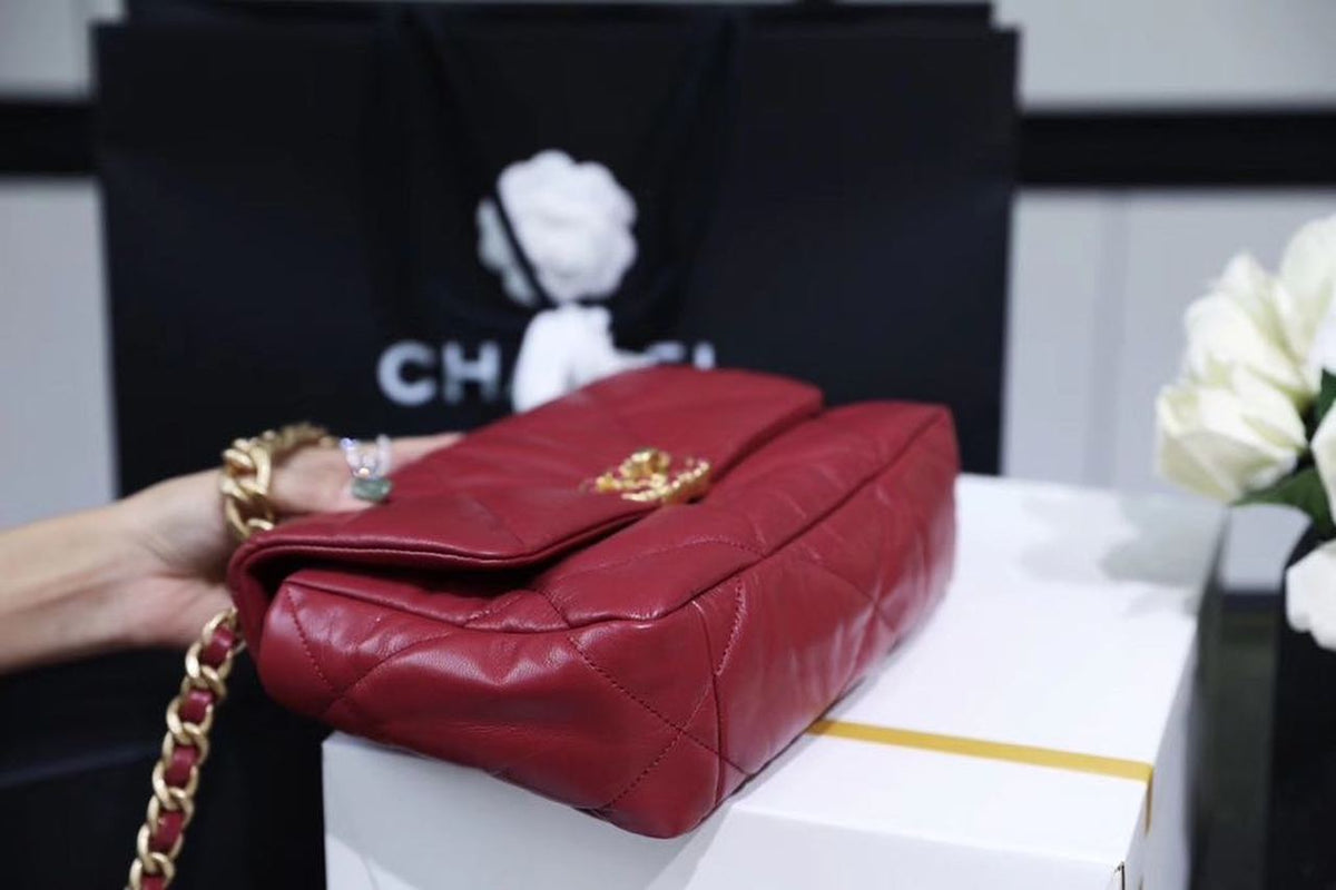 Chanel 19 Flap Bag 26cm Goatskin Leather Spring/Summer Act 1 Collection, Burgundy – product image 12