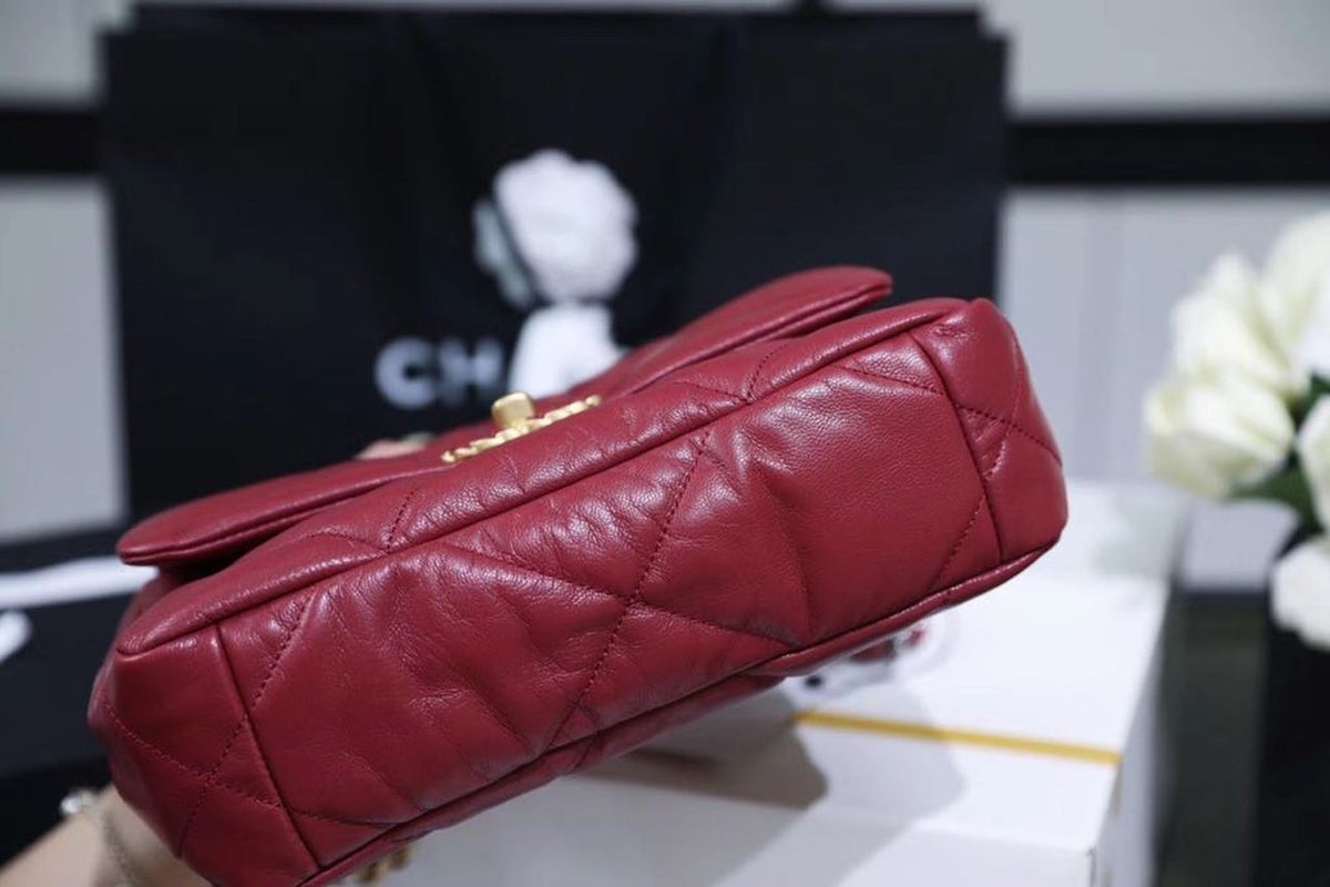 Chanel 19 Flap Bag 26cm Goatskin Leather Spring/Summer Act 1 Collection, Burgundy – product image 14