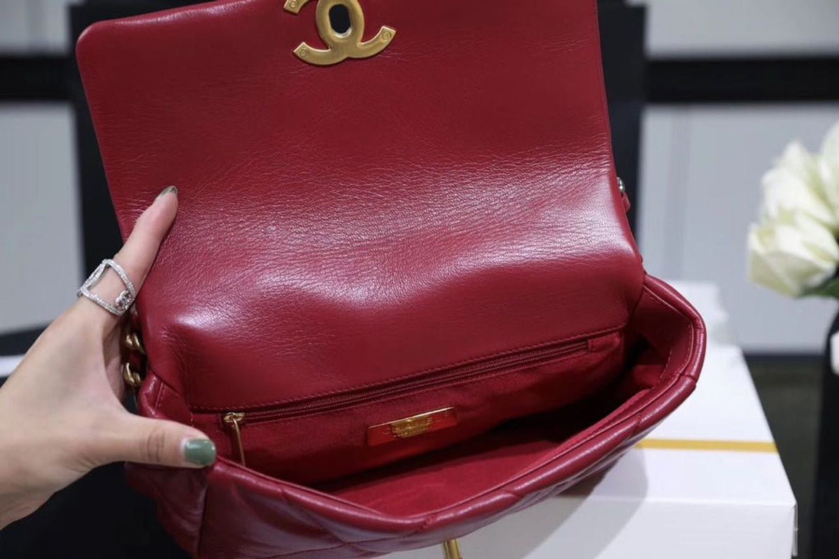 Chanel 19 Flap Bag 26cm Goatskin Leather Spring/Summer Act 1 Collection, Burgundy – product image 18