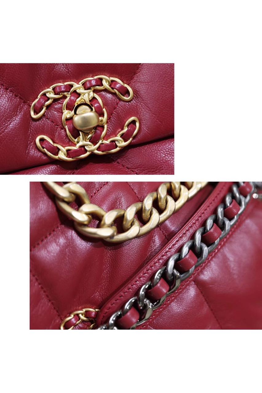 Chanel 19 Flap Bag 26cm Goatskin Leather Spring/Summer Act 1 Collection, Burgundy – product image 19