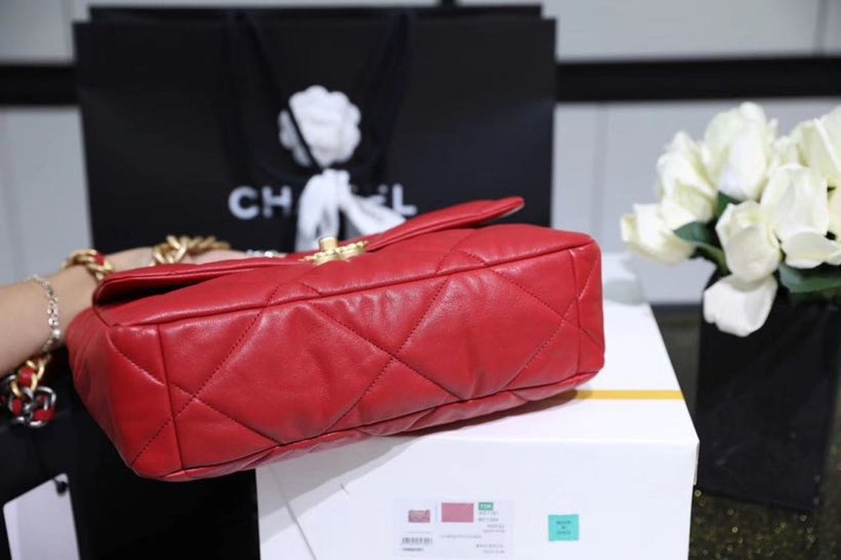Chanel 19 Flap Bag 26cm Goatskin Leather Spring/Summer Act 1 Collection, Red – product image 9