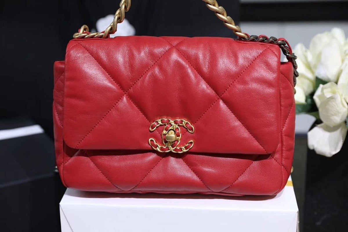 Chanel 19 Flap Bag 26cm Goatskin Leather Spring/Summer Act 1 Collection, Red – product image 15