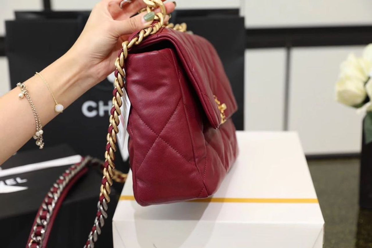 Chanel 19 Flap Bag 26cm Goatskin Leather Spring/Summer Act 1 Collection, Bordeaux – product image 10