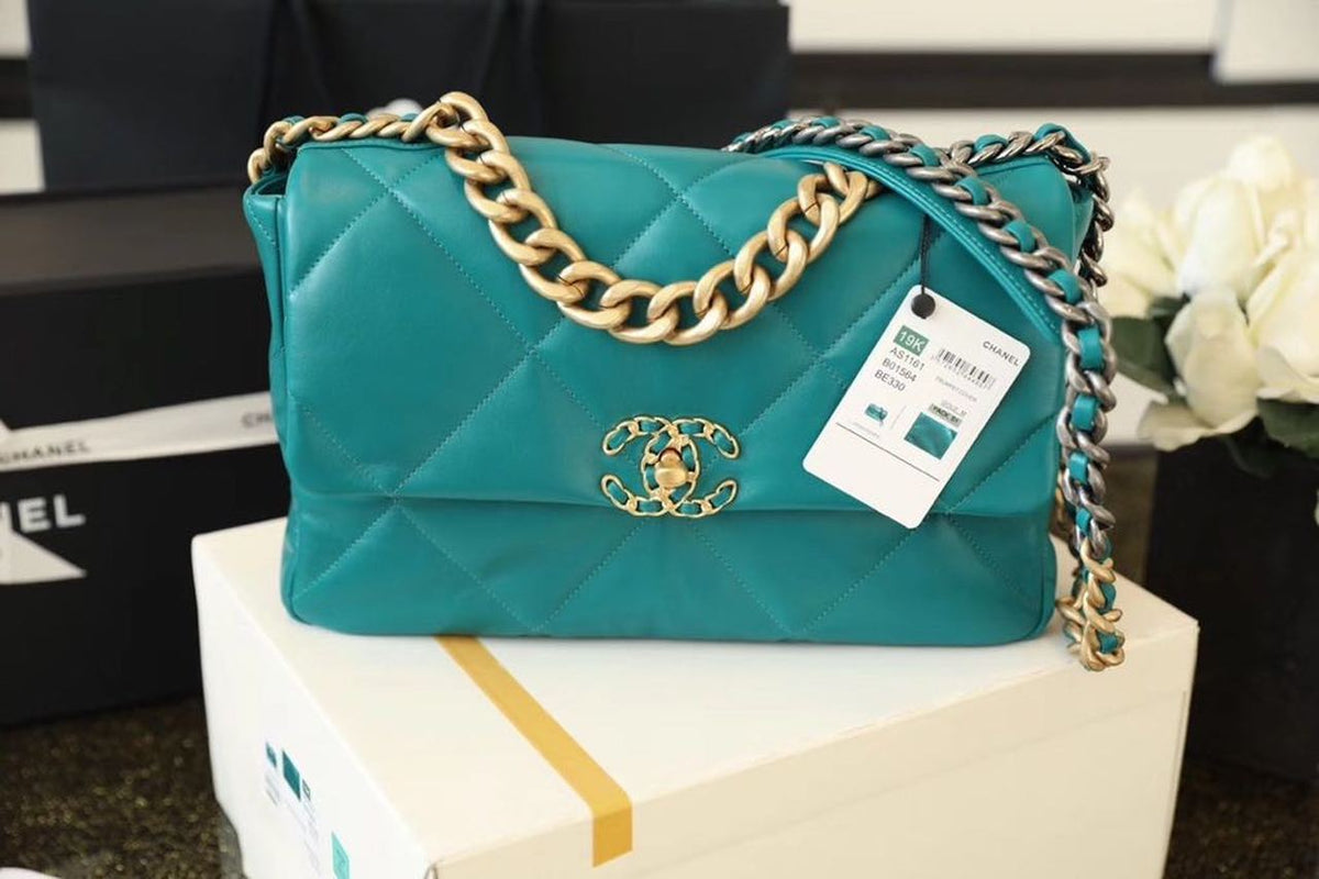 Chanel 19 Flap Bag 26cm Goatskin Leather Spring/Summer Act 1 Collection, Teal – product image 3