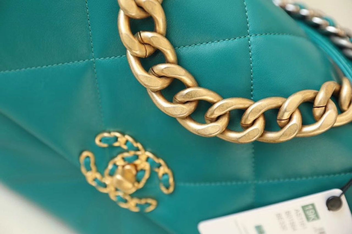 Chanel 19 Flap Bag 26cm Goatskin Leather Spring/Summer Act 1 Collection, Teal – product image 4
