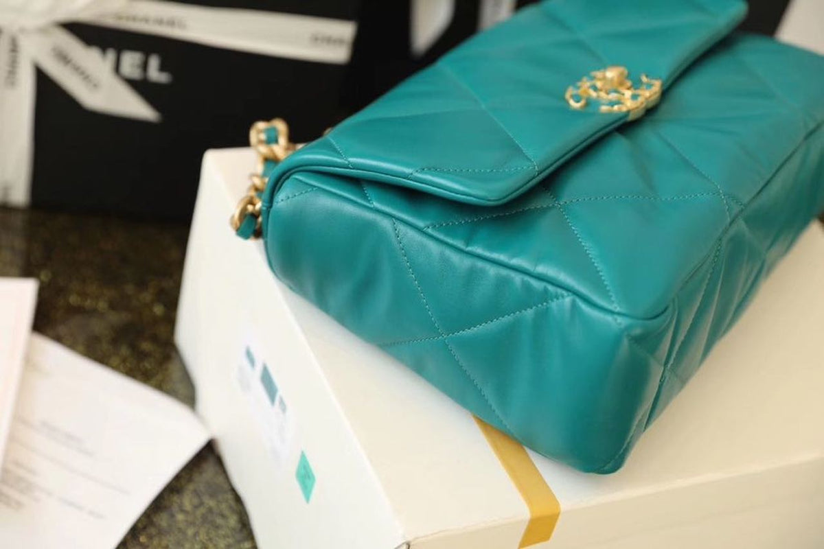 Chanel 19 Flap Bag 26cm Goatskin Leather Spring/Summer Act 1 Collection, Teal – product image 5