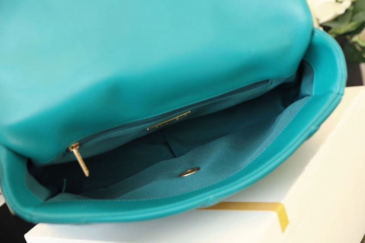 Chanel 19 Flap Bag 26cm Goatskin Leather Spring/Summer Act 1 Collection, Teal – product image 6