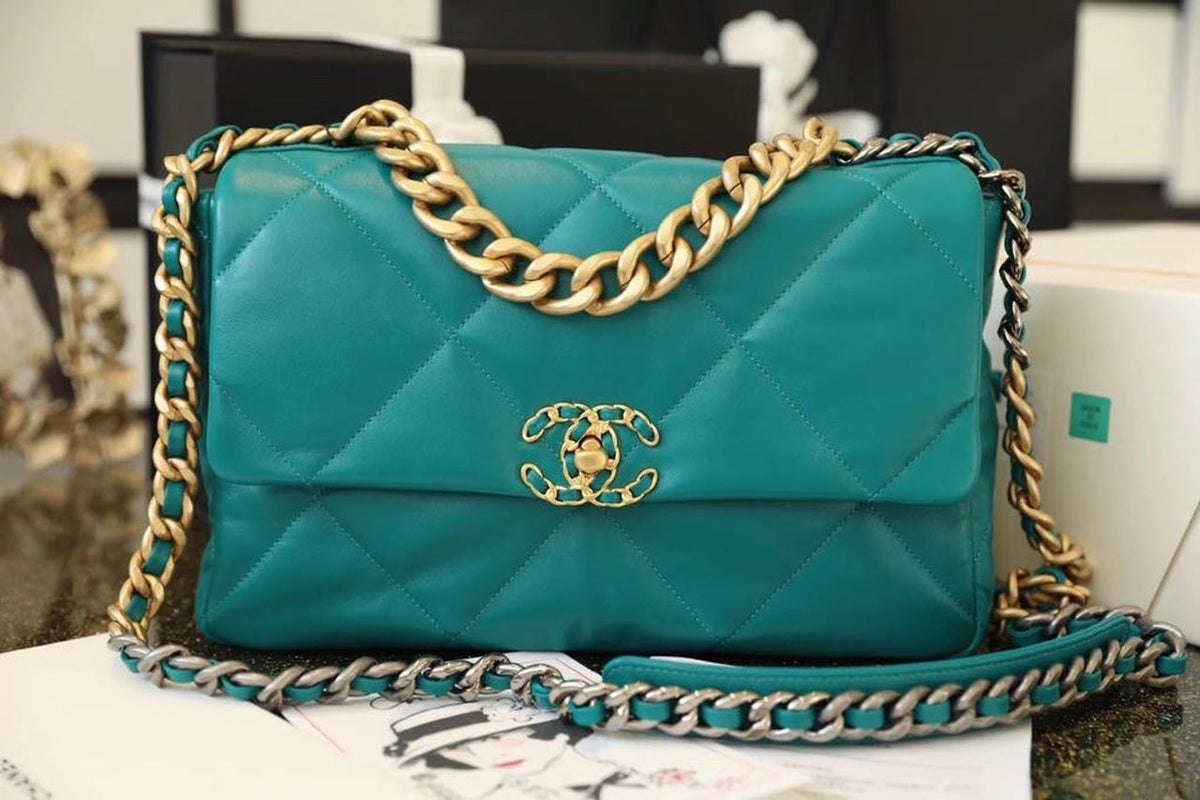 Chanel 19 Flap Bag 26cm Goatskin Leather Spring/Summer Act 1 Collection, Teal – product image 1