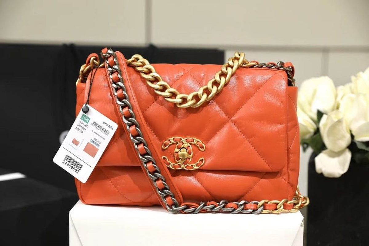 Chanel 19 Flap Bag 26cm Goatskin Leather Spring/Summer Act 1 Collection, Orange – product image 2