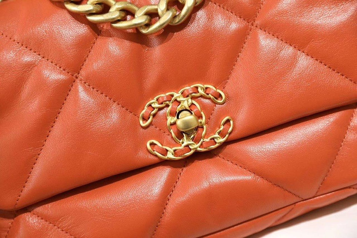 Chanel 19 Flap Bag 26cm Goatskin Leather Spring/Summer Act 1 Collection, Orange – product image 8
