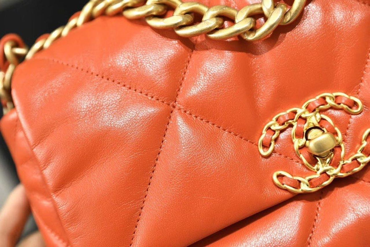 Chanel 19 Flap Bag 26cm Goatskin Leather Spring/Summer Act 1 Collection, Orange – product image 9