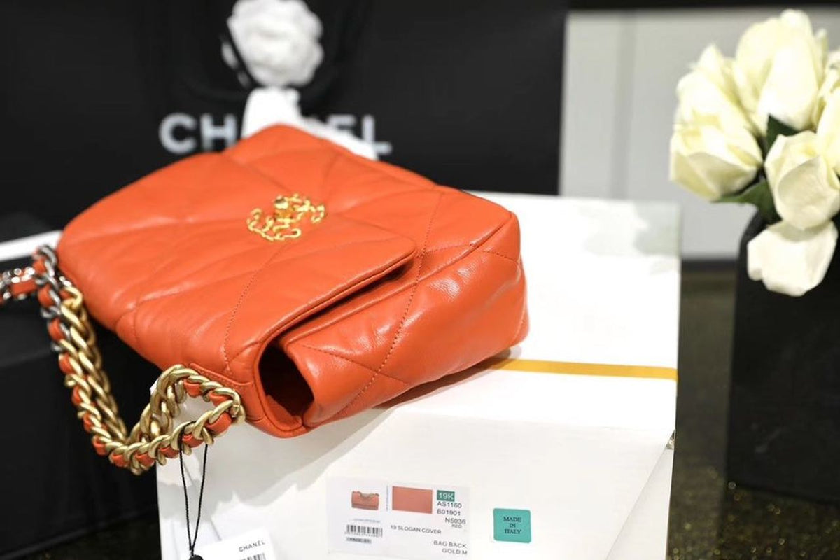 Chanel 19 Flap Bag 26cm Goatskin Leather Spring/Summer Act 1 Collection, Orange – product image 4