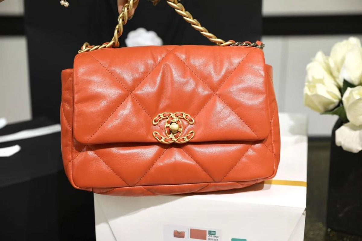 Chanel 19 Flap Bag 26cm Goatskin Leather Spring/Summer Act 1 Collection, Orange – product image 5