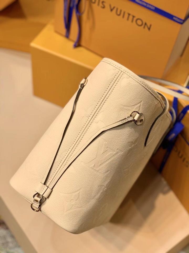 Neverfull MM 32 Cream Embossed Cowhide Leather