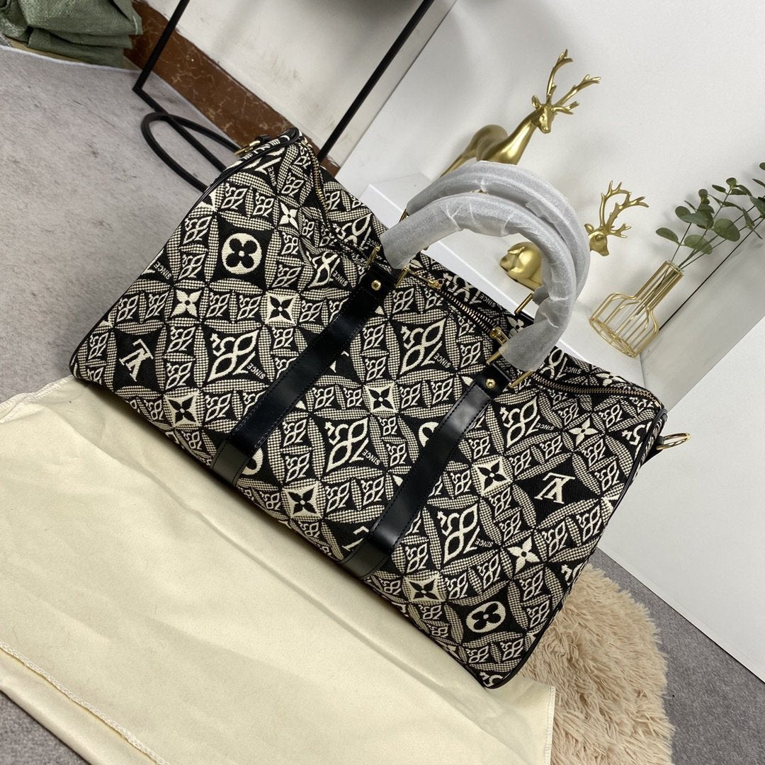 LV Keepall Bandoulière 45 1854 Jacquard Gray