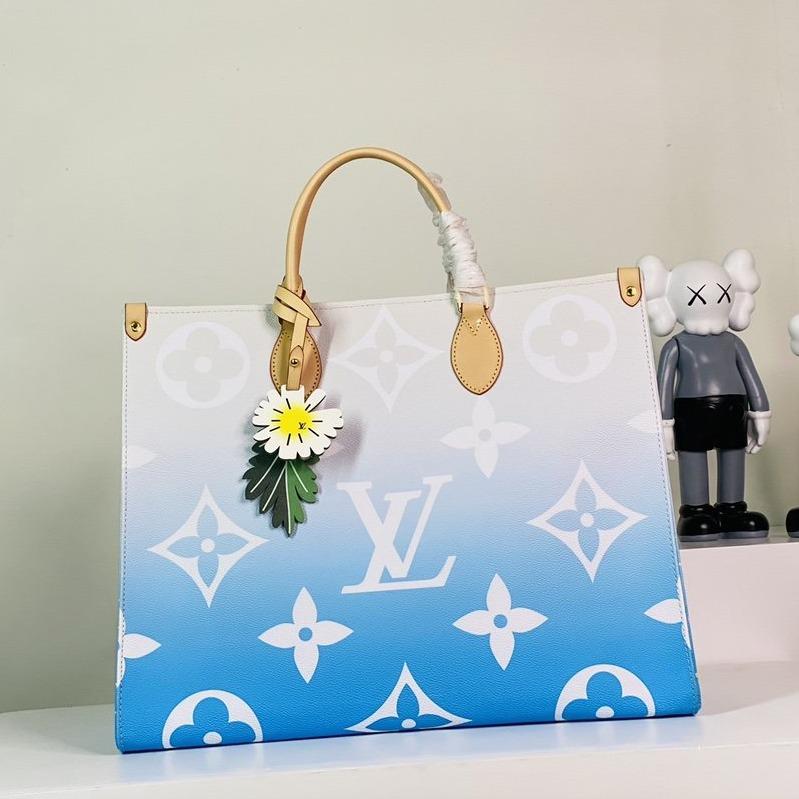 Onthego GM 41 Blue Monogram Giant Coated Canvas