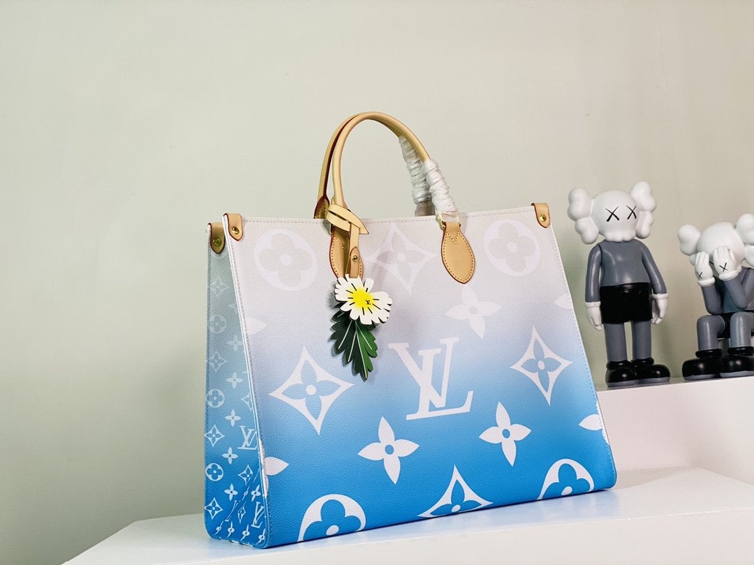 Onthego GM 41 Blue Monogram Giant Coated Canvas