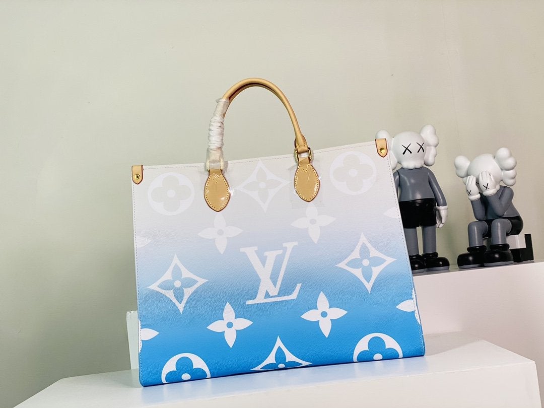 Onthego GM 41 Blue Monogram Giant Coated Canvas