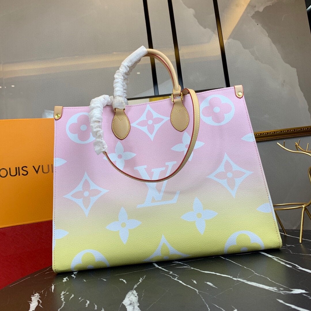 Onthego GM 41 Light Pink Monogram Giant Coated Canvas