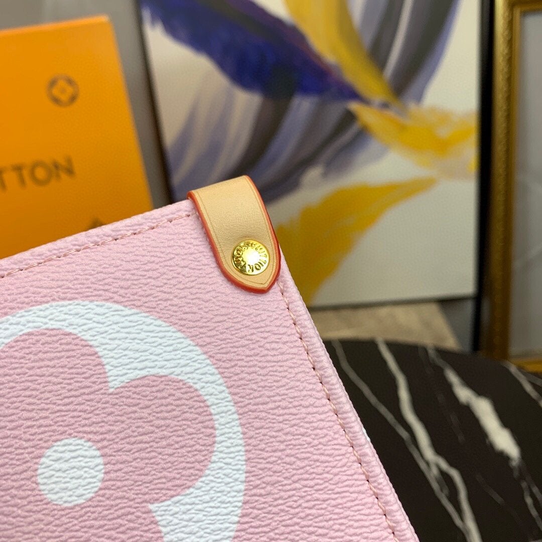 Onthego GM 41 Light Pink Monogram Giant Coated Canvas