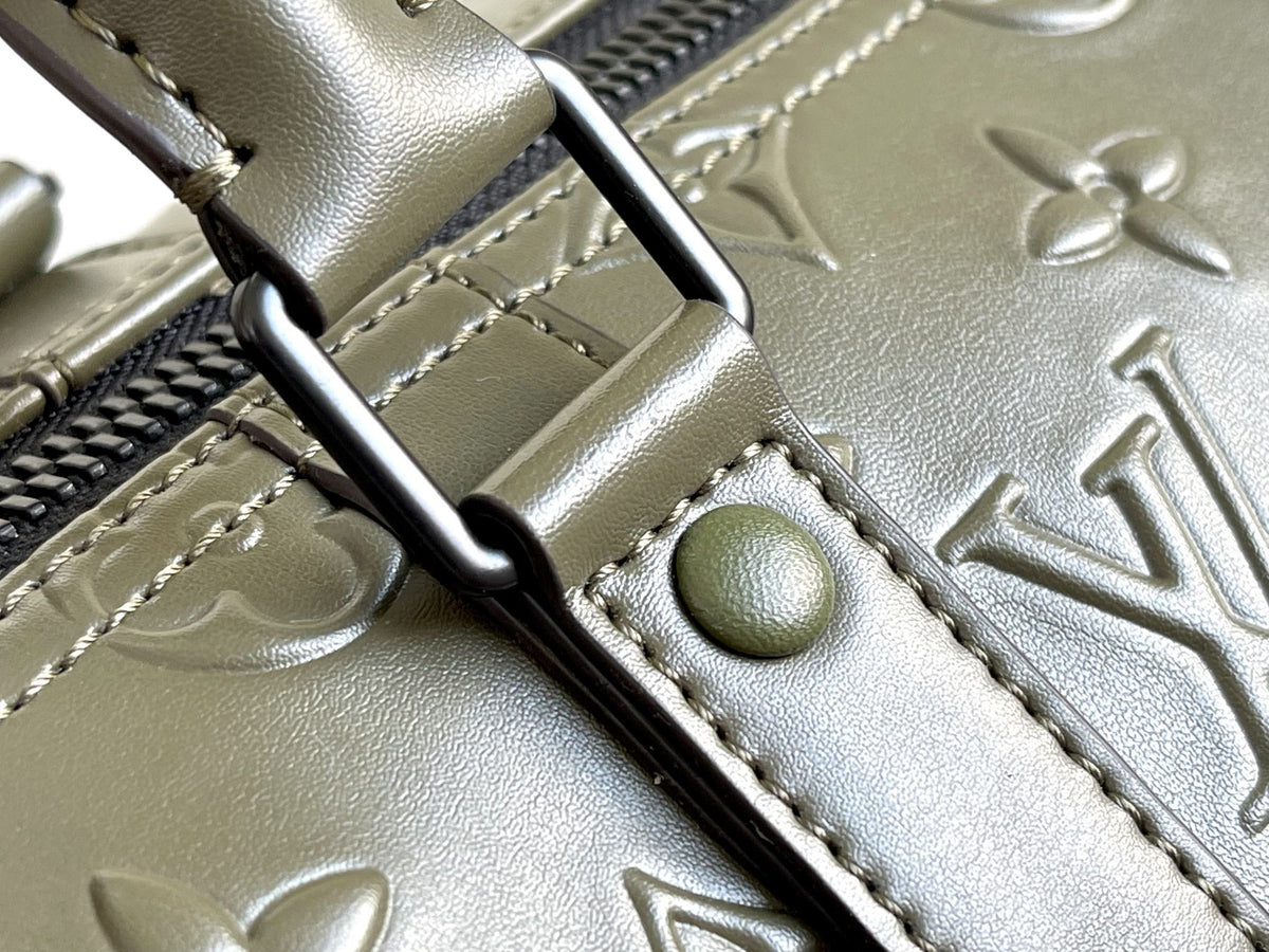 Keepall 50 Bandoulière Khaki Empreinte Leather