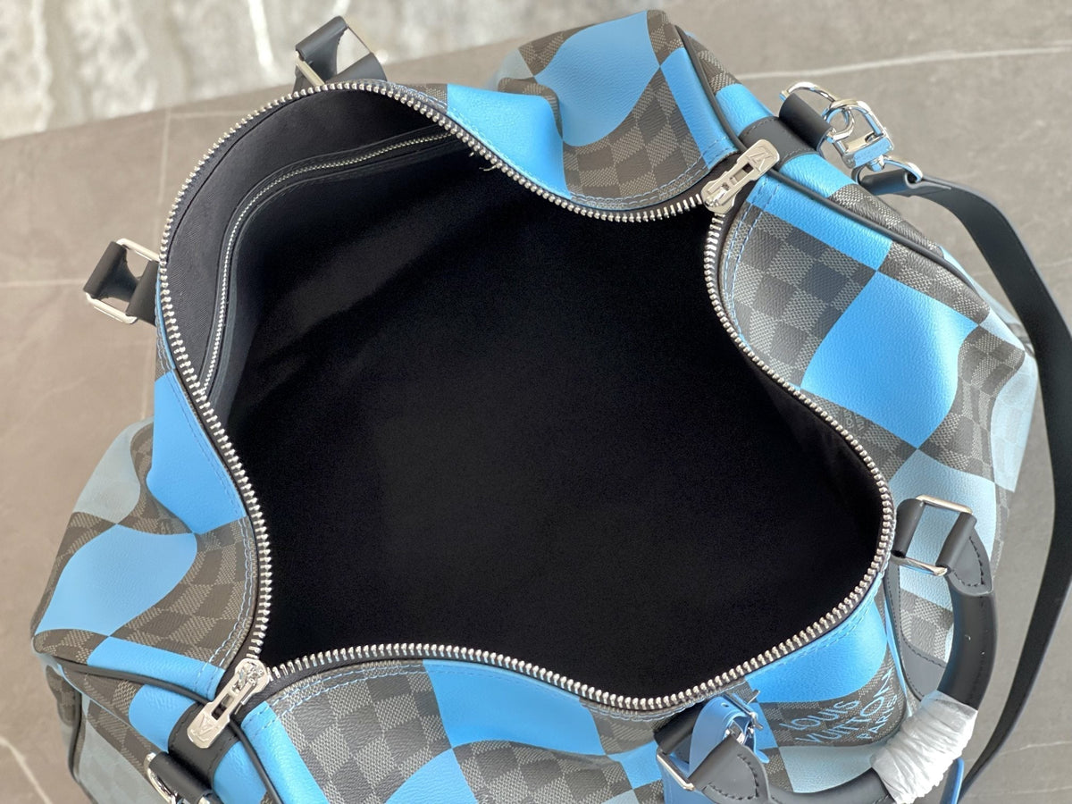 Keepall 50 Bandoulière Blue Damier Graphite