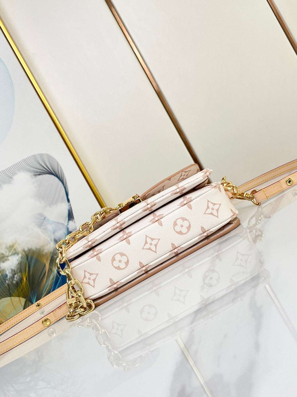 Pochette Metis 21.5 White Brown Monogram Canvas