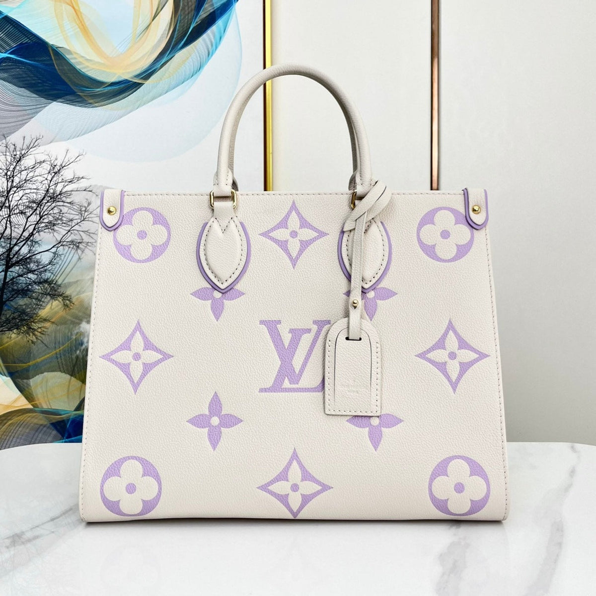 Onthego 35 White Purple Monogram Canvas