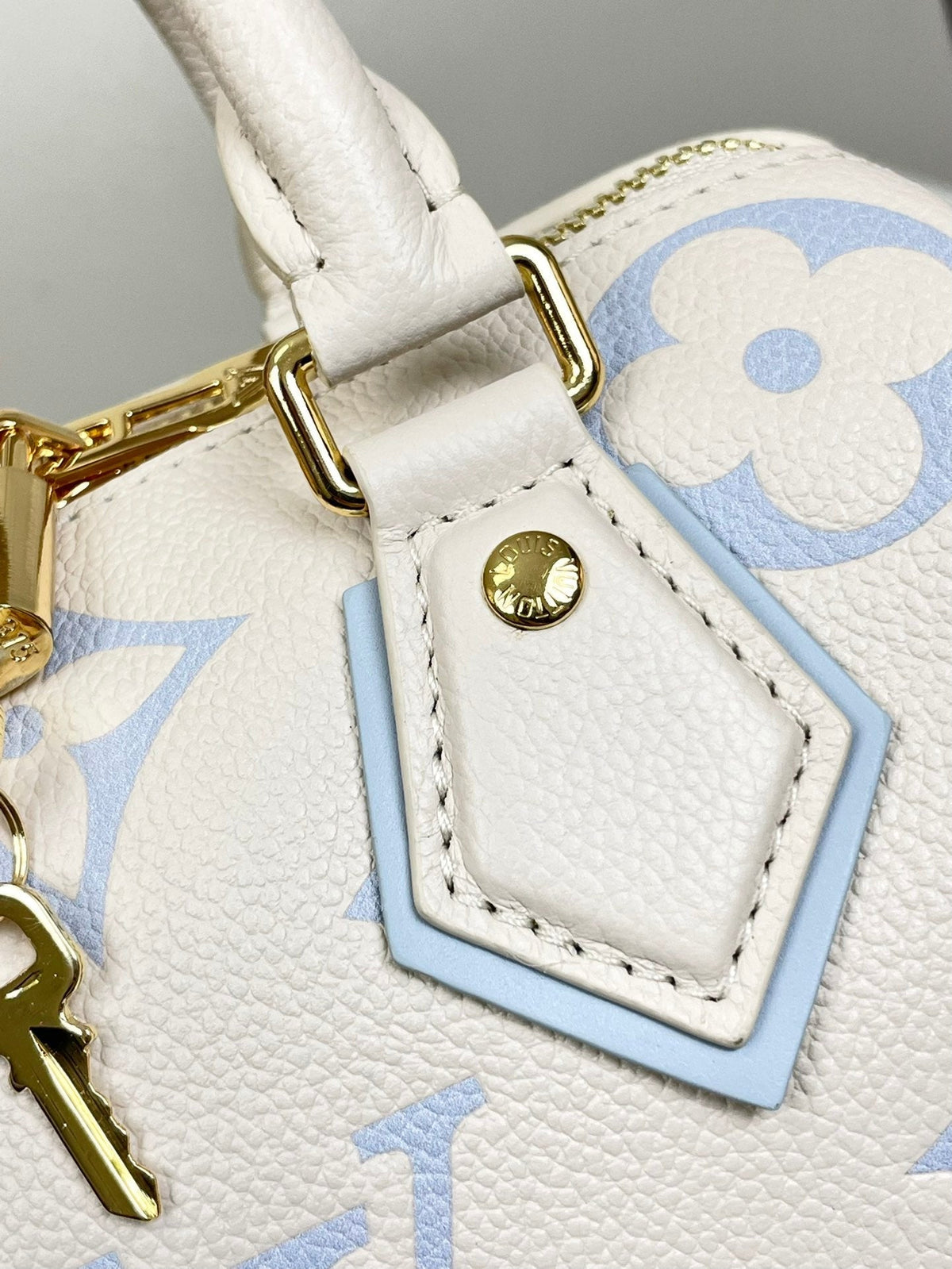 Speedy 20.5 White Blue Monogram Canvas