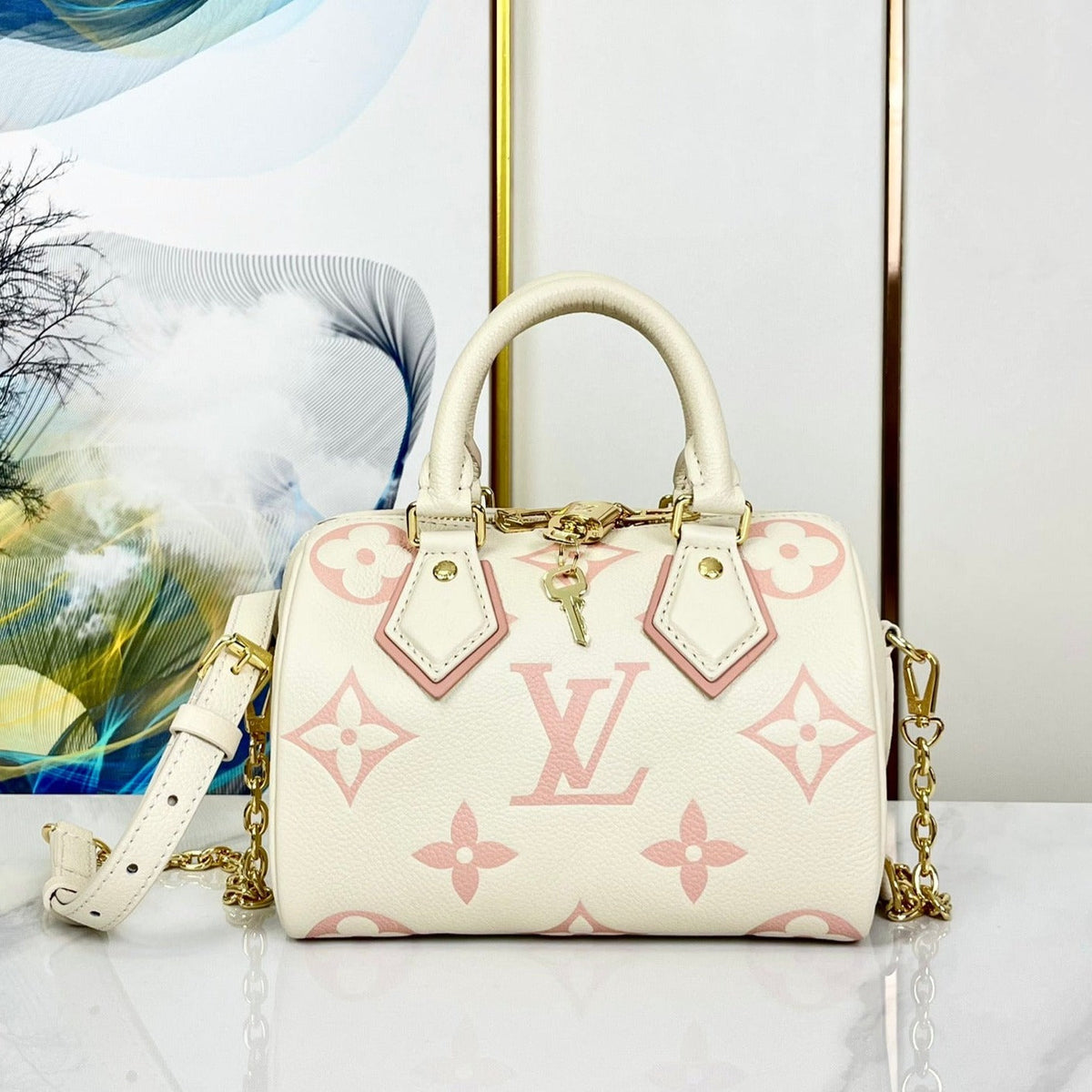 Speedy 20.5 White Pink Monogram Canvas