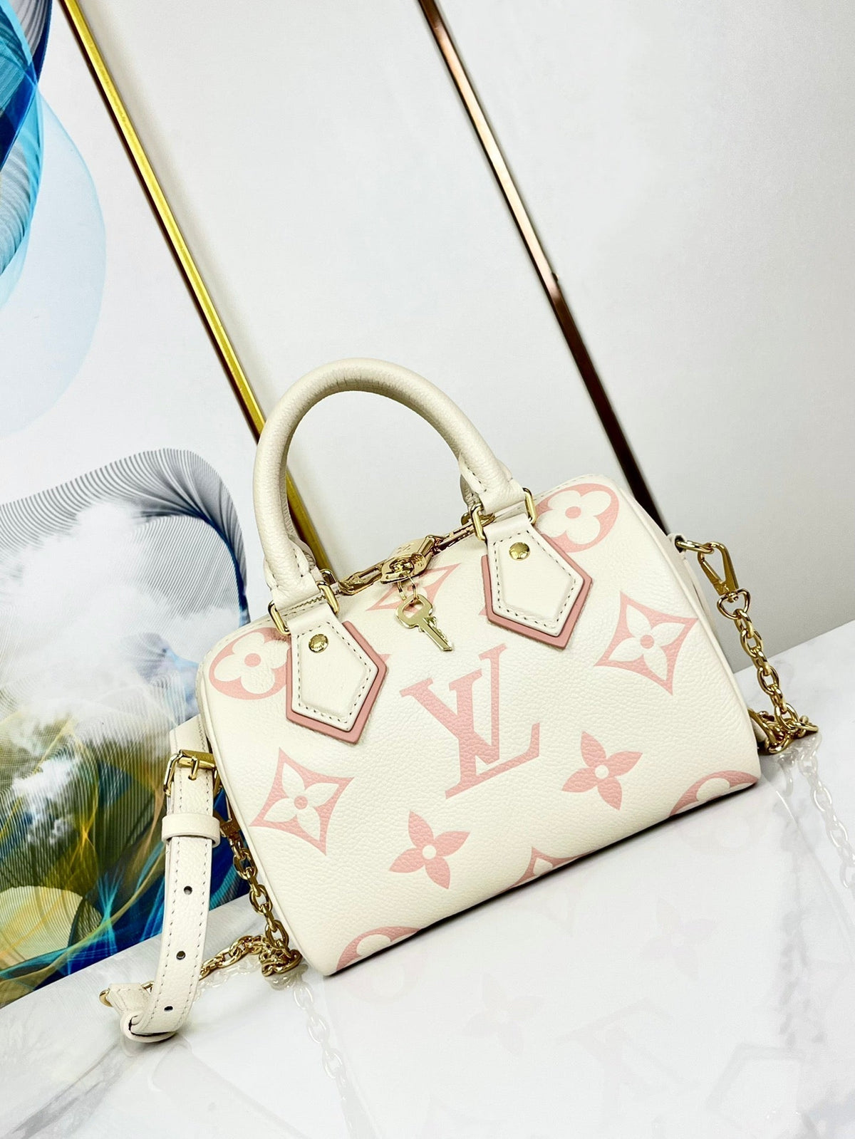 Speedy 20.5 White Pink Monogram Canvas