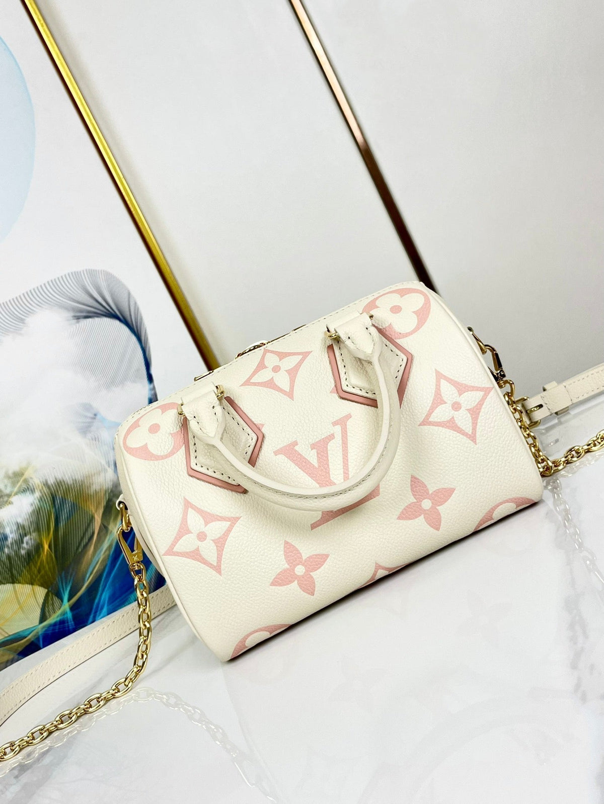 Speedy 20.5 White Pink Monogram Canvas