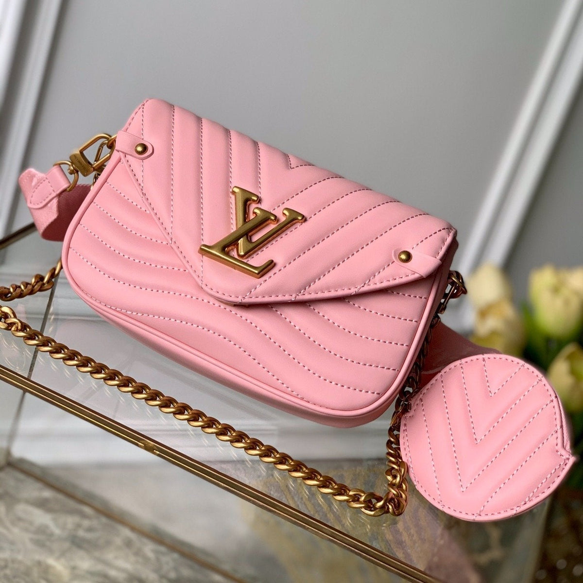 Multi-pochette Pink Calfkin 19CM Cross Body Bag