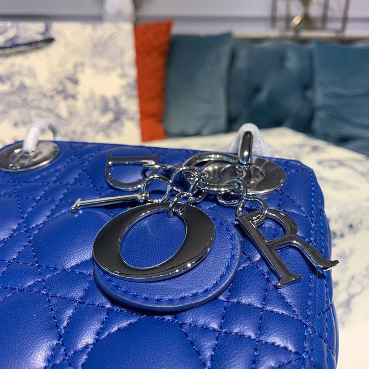 Christian Dior Mini Lady Dior Bag 18cm with Chain Silver Hardware Lambskin Leather Spring/Summer Collection, Electric Blue –…