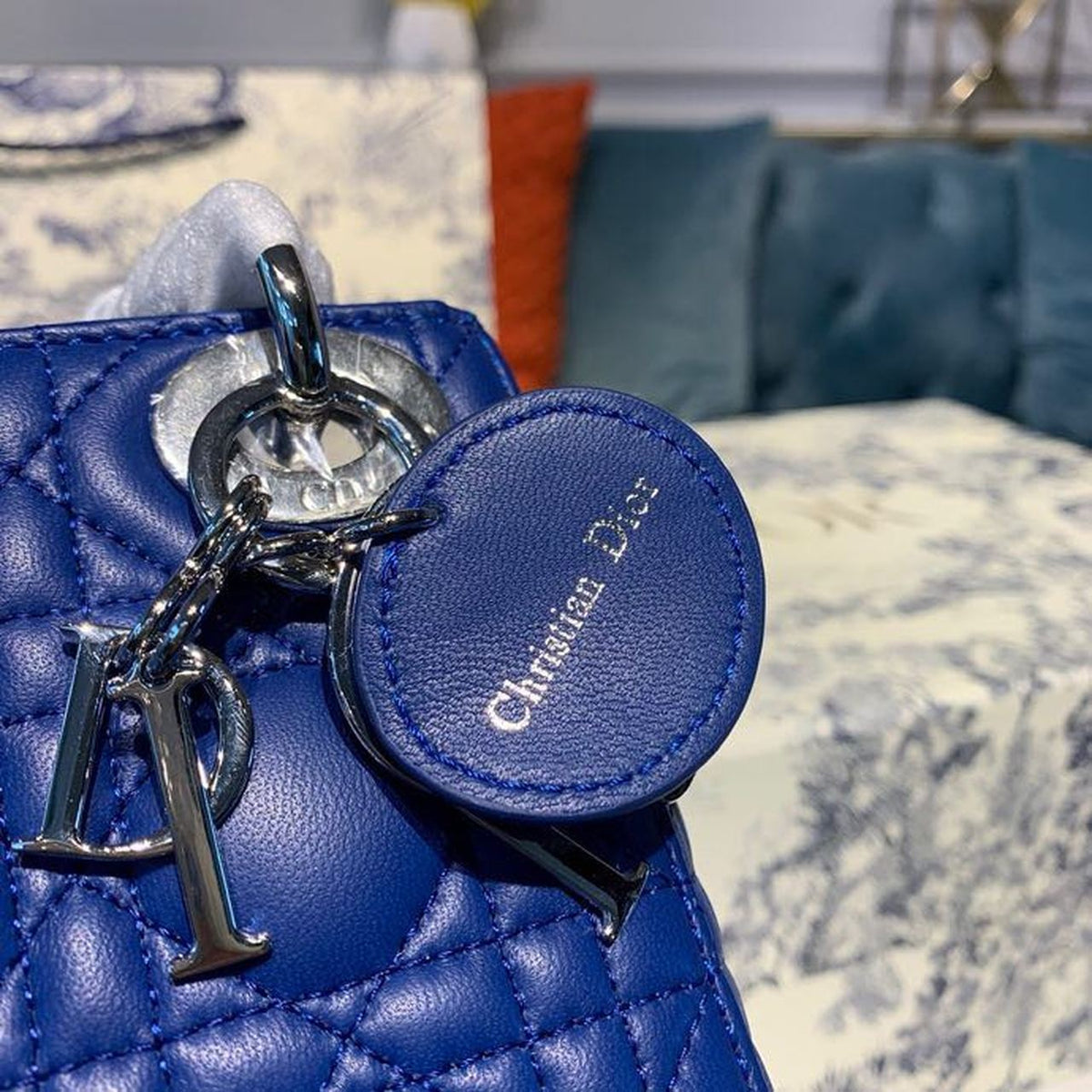 Christian Dior Mini Lady Dior Bag 18cm with Chain Silver Hardware Lambskin Leather Spring/Summer Collection, Electric Blue –…