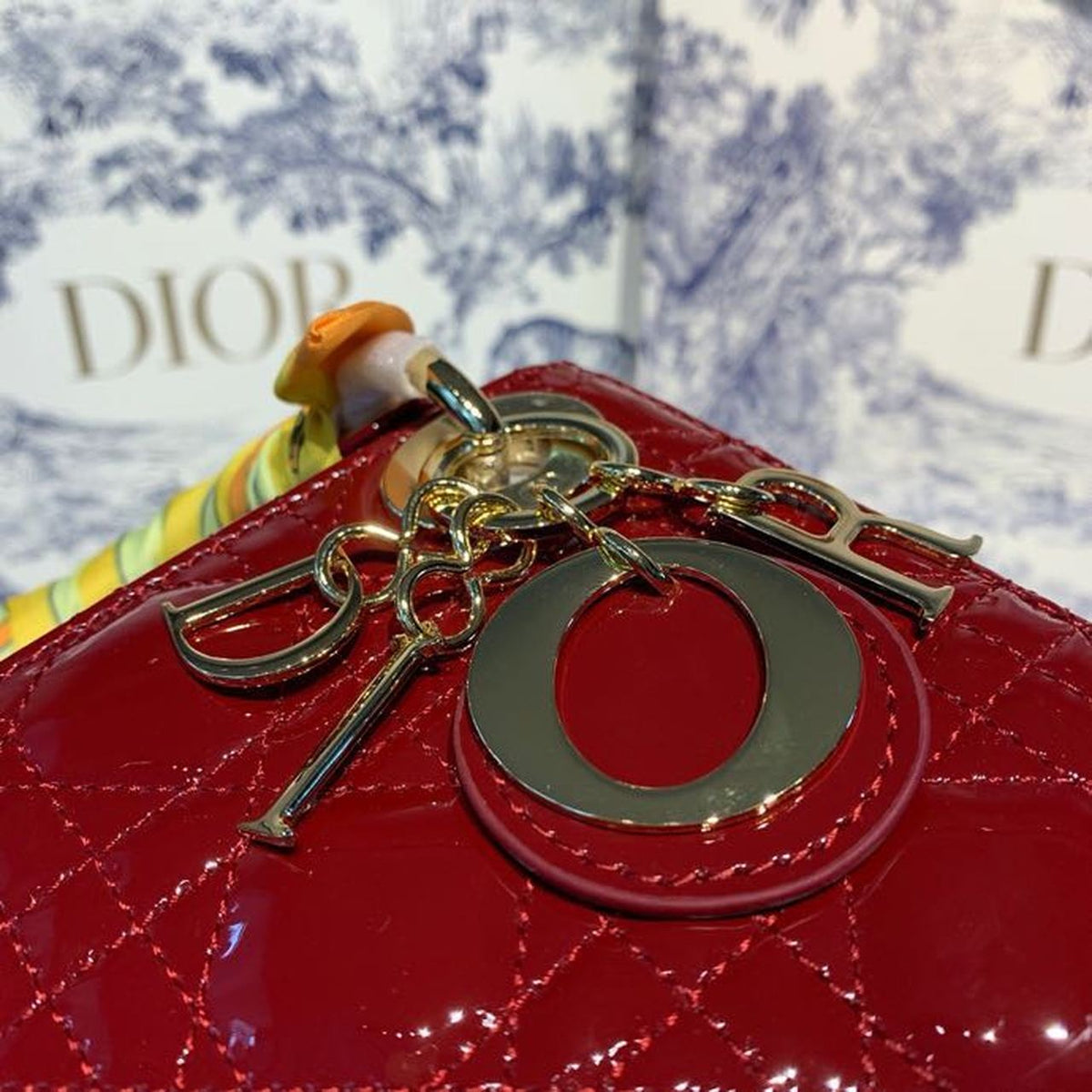 Christian Dior Mini Lady Dior Bag 18cm with Chain Gold Hardware Patent Leather Spring/Summer Collection, Burgundy – product…