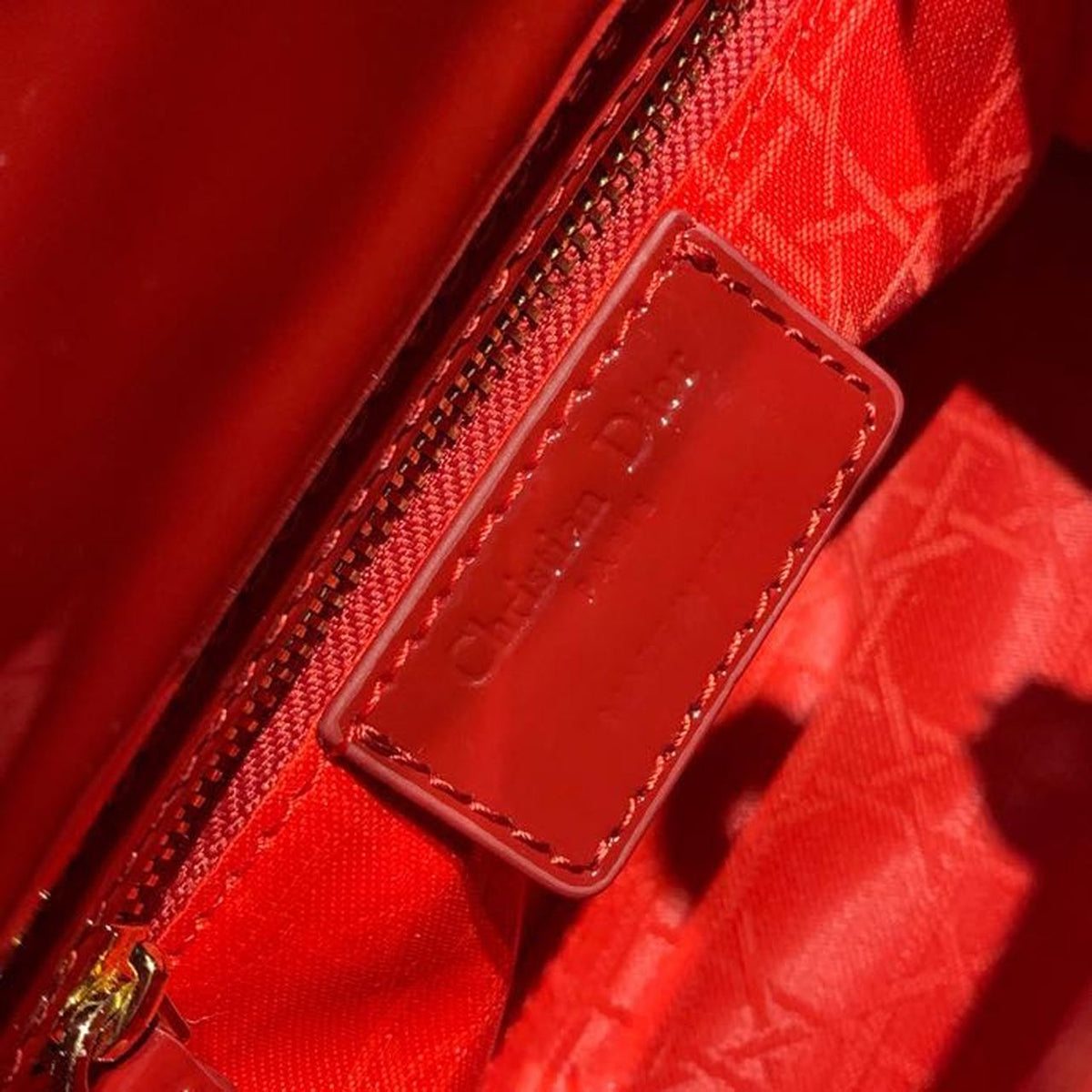 Christian Dior Mini Lady Dior Bag 18cm with Chain Gold Hardware Patent Leather Spring/Summer Collection, Burgundy – product…