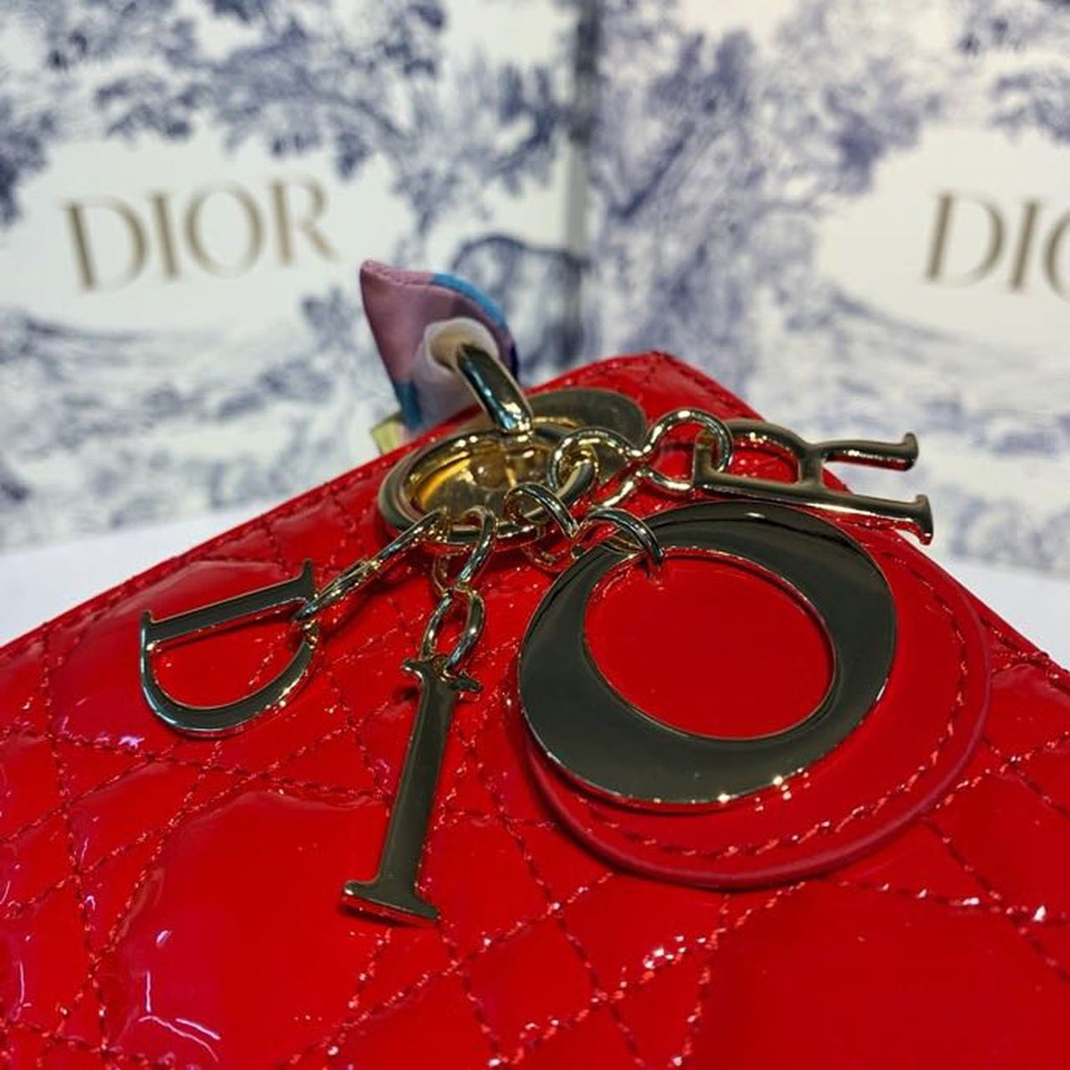 Christian Dior Mini Lady Dior Bag 18cm with Chain Gold Hardware Patent Leather Spring/Summer Collection, Red – product image…