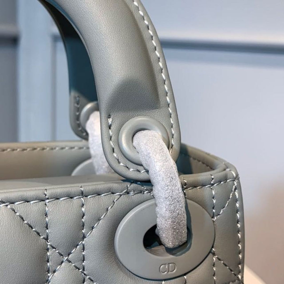 Christian Dior Mini Lady Dior Bag 18cm with Chain Matte Hardware Lambskin Leather Spring/Summer Collection, Pewter Blue –…