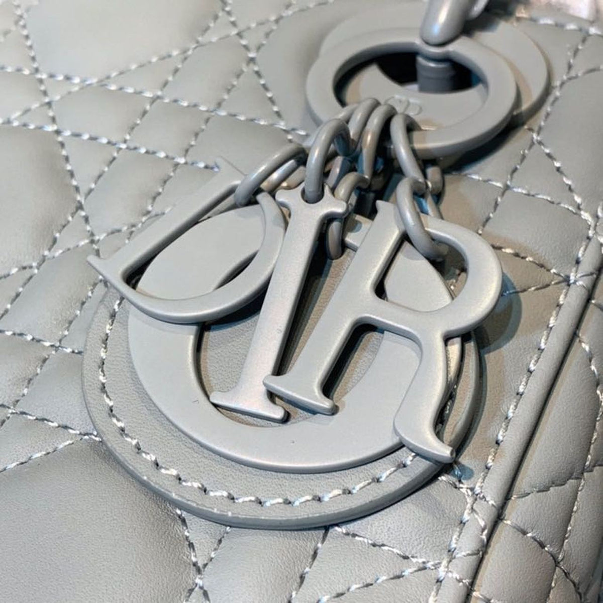Christian Dior Mini Lady Dior Bag 18cm with Chain Matte Hardware Lambskin Leather Spring/Summer Collection, Pewter Blue –…