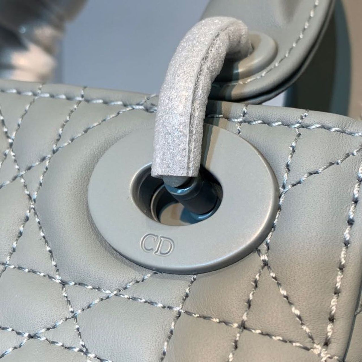 Christian Dior Mini Lady Dior Bag 18cm with Chain Matte Hardware Lambskin Leather Spring/Summer Collection, Pewter Blue –…