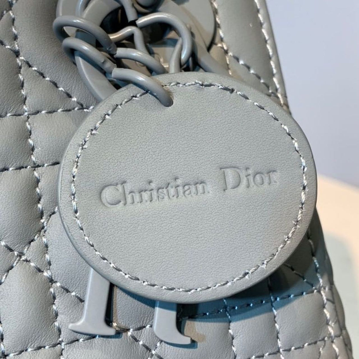 Christian Dior Mini Lady Dior Bag 18cm with Chain Matte Hardware Lambskin Leather Spring/Summer Collection, Pewter Blue –…