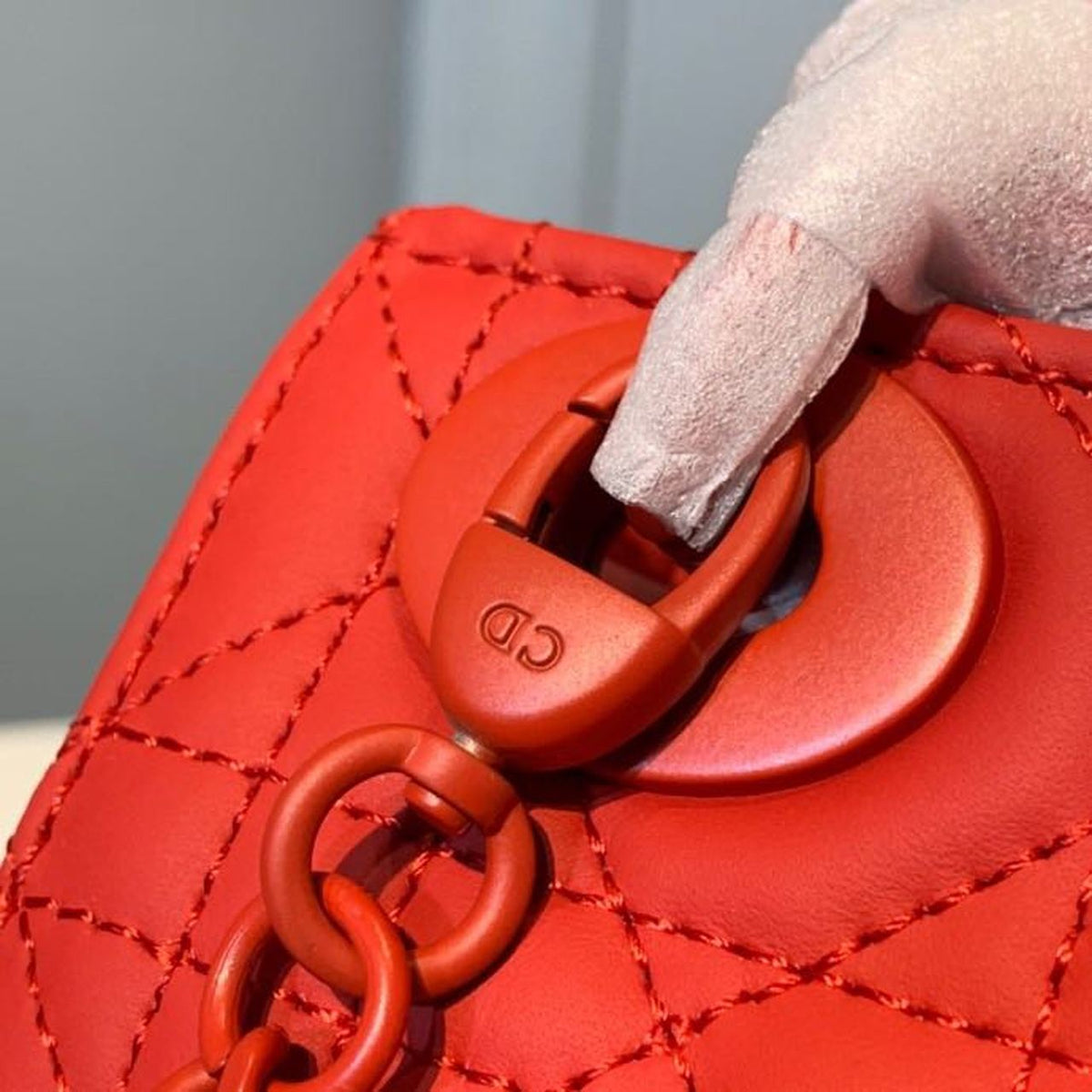 Christian Dior Mini Lady Dior Bag 18cm with Chain Matte Hardware Lambskin Leather Spring/Summer Collection, Red – product…