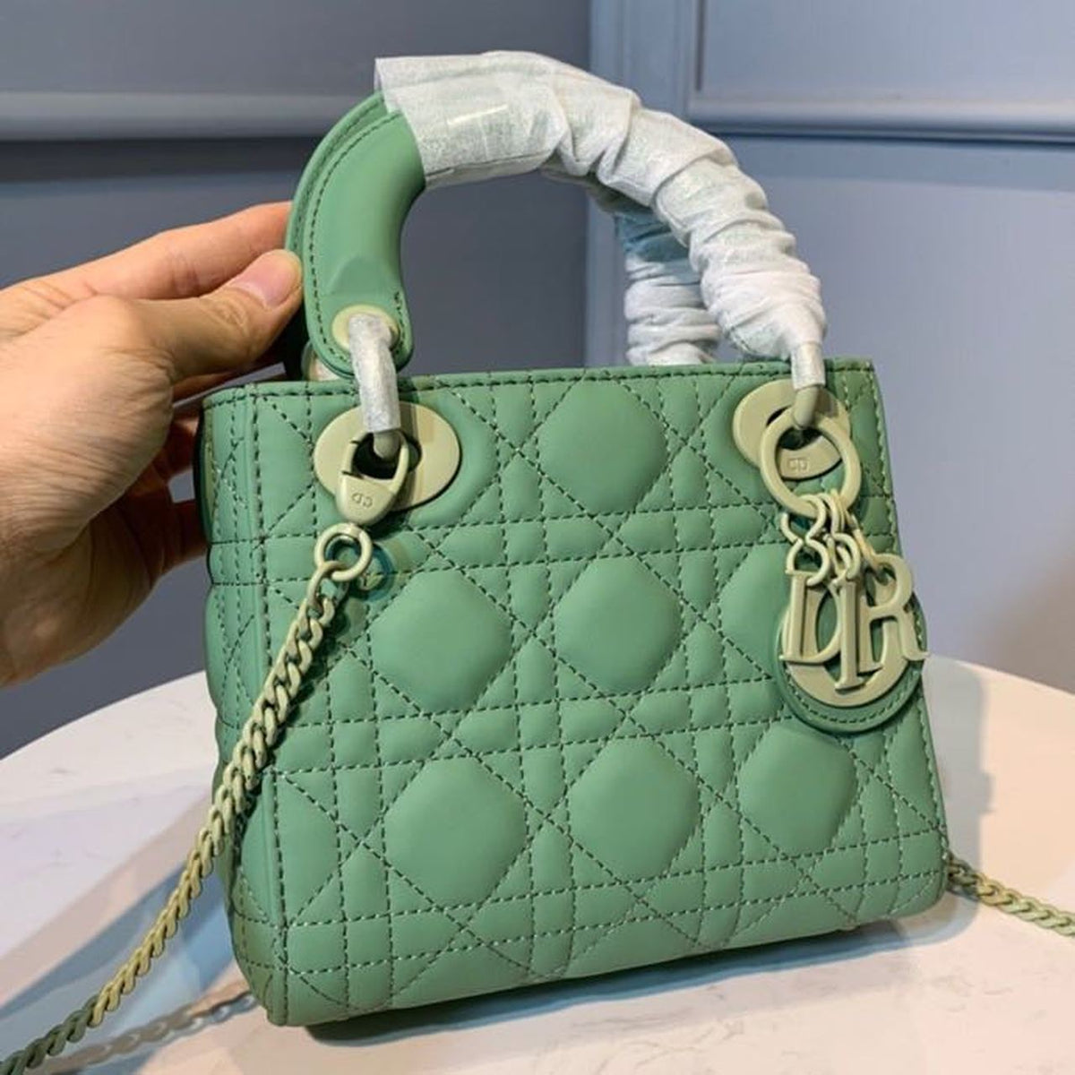Christian Dior Mini Lady Dior Bag 18cm with Chain Matte Hardware Lambskin Leather Spring/Summer Collection, Spring Green –…