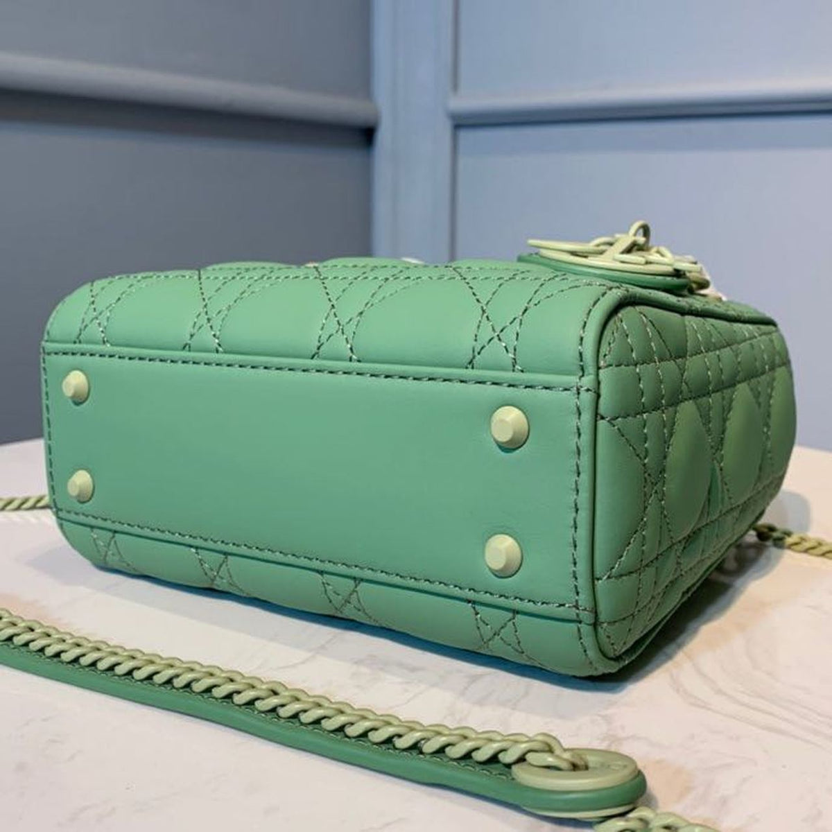 Christian Dior Mini Lady Dior Bag 18cm with Chain Matte Hardware Lambskin Leather Spring/Summer Collection, Spring Green –…