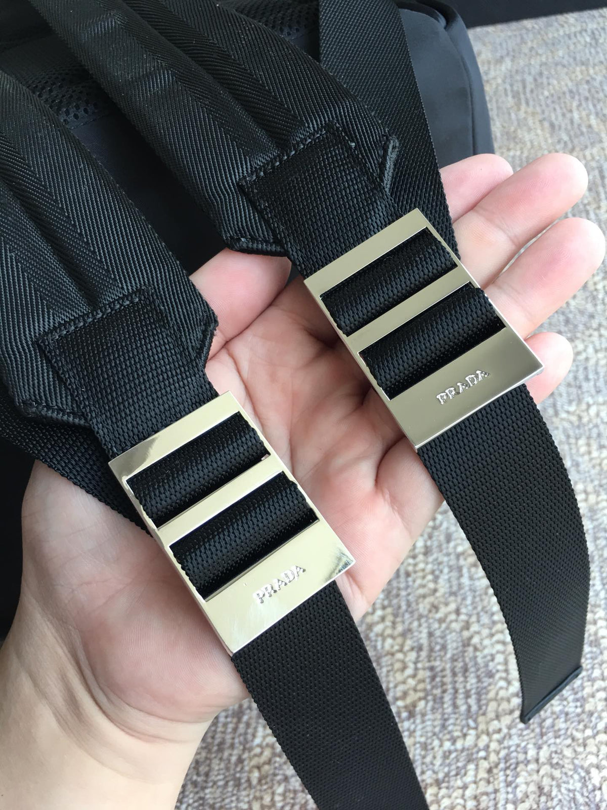 Triangle Logo Backpack 40 in Black Re-nylon